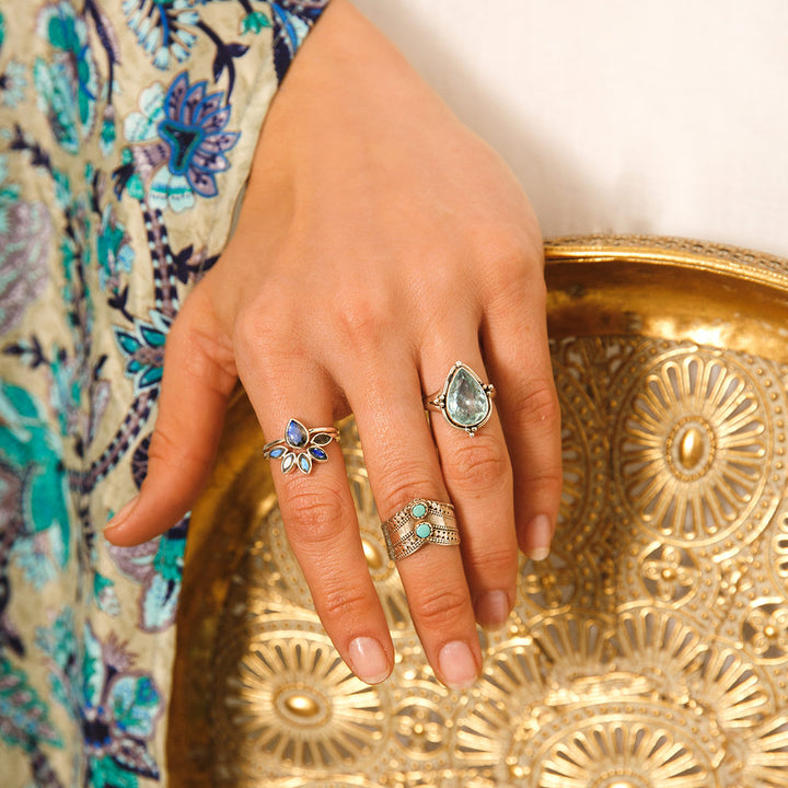 Labradorite Stackable Ring Set Sterling Silver