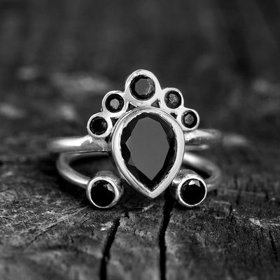 Black Onyx Stackable Ring Set Sterling Silver - Boho Magic