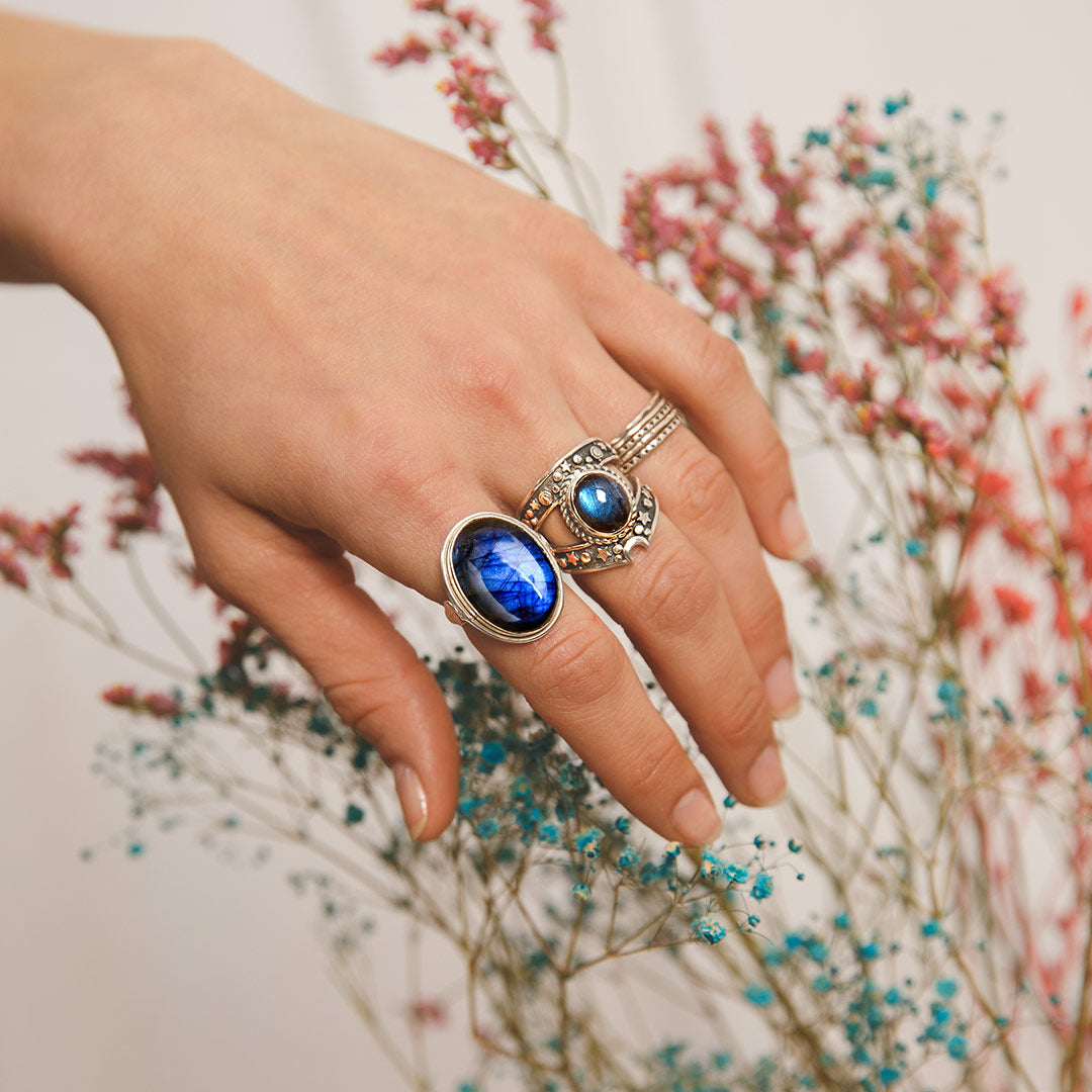 Celestial Labradorite Ring Sterling Silver