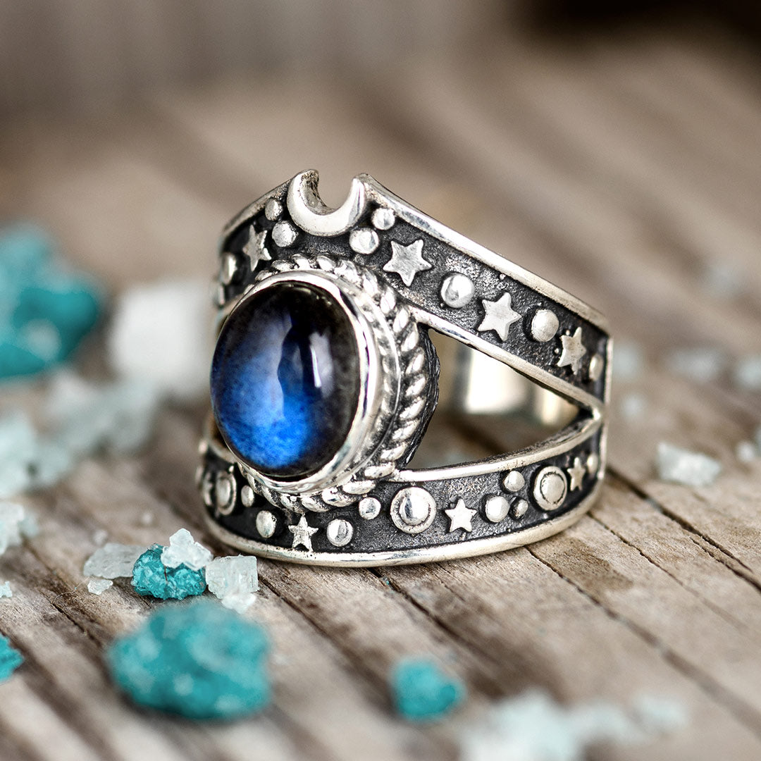 Celestial Labradorite Ring Sterling Silver