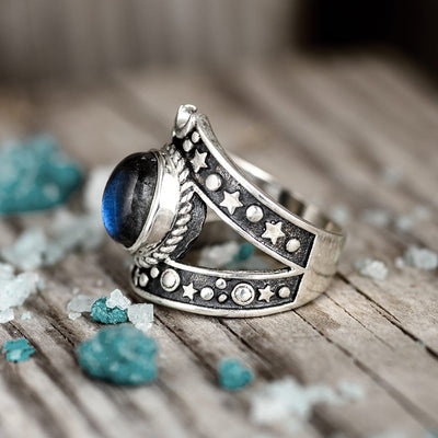 Celestial Labradorite Ring Sterling Silver - Boho Magic
