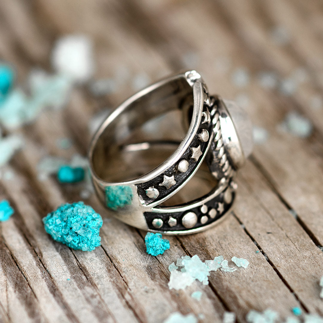 Celestial Moonstone Ring Sterling Silver