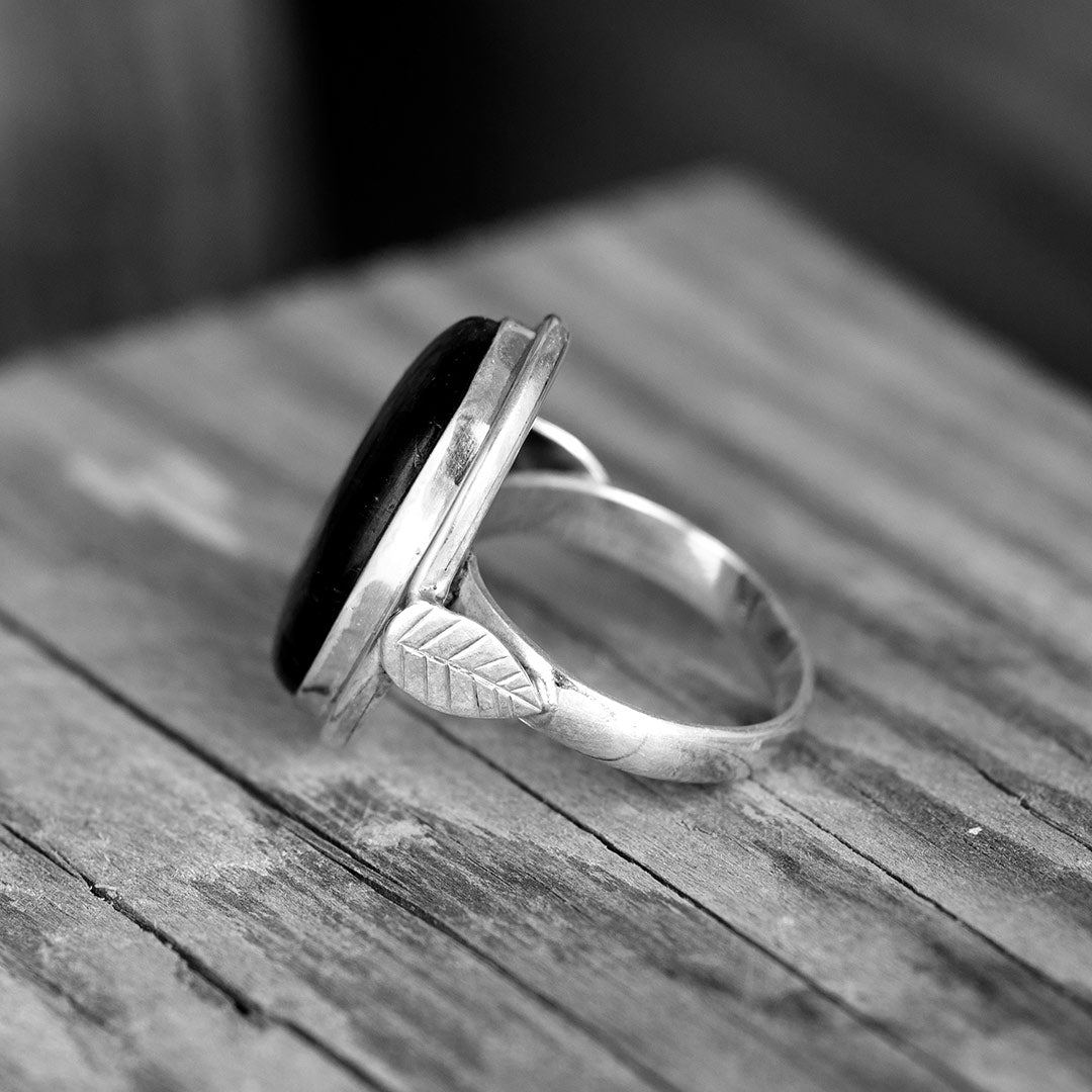 Labradorite Leaf Ring Sterling Silver