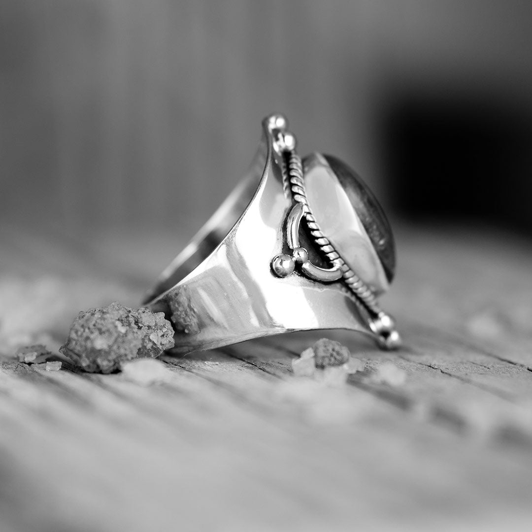 Teardrop Labradorite Ring Sterling Silver