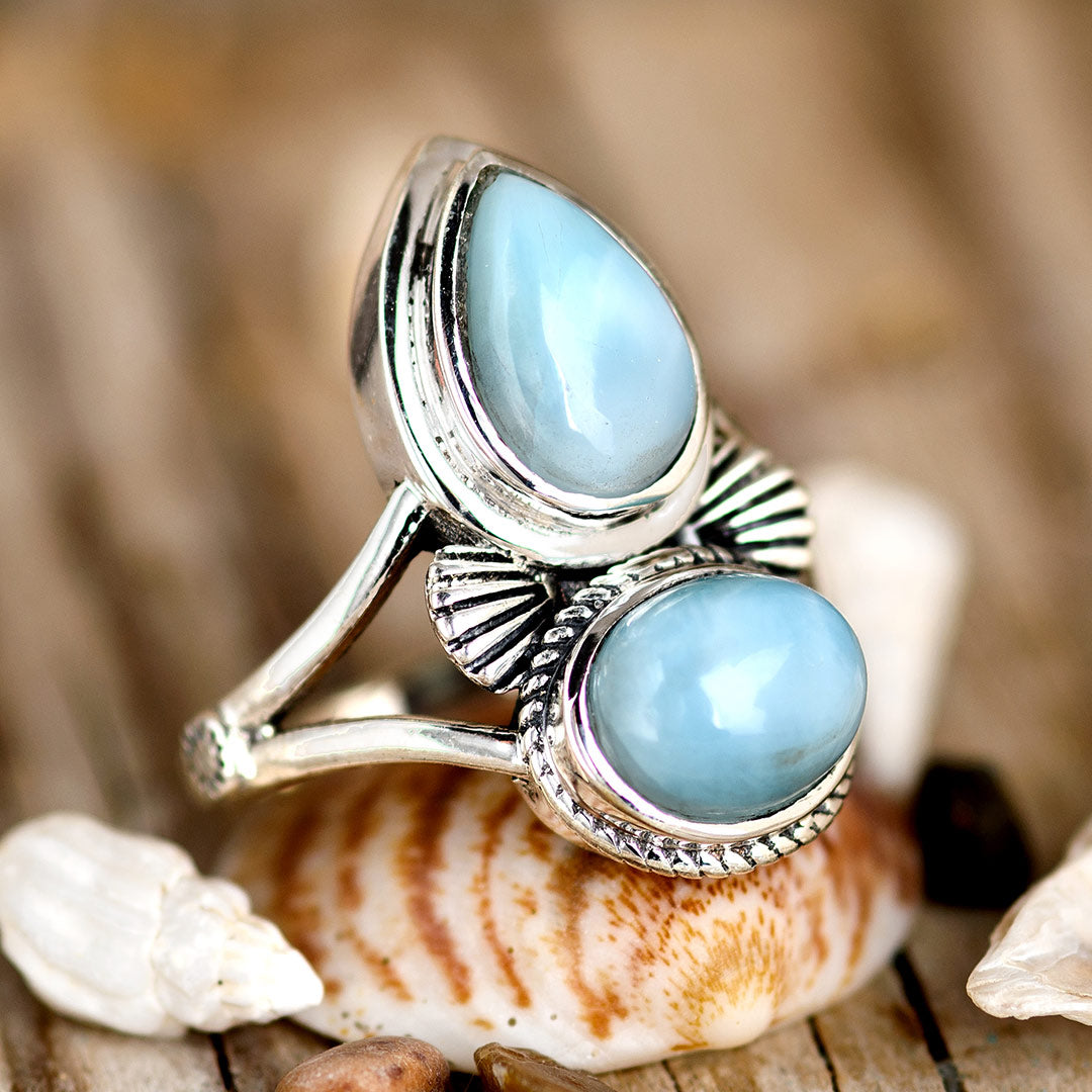 Larimar Shell Ring Sterling Silver