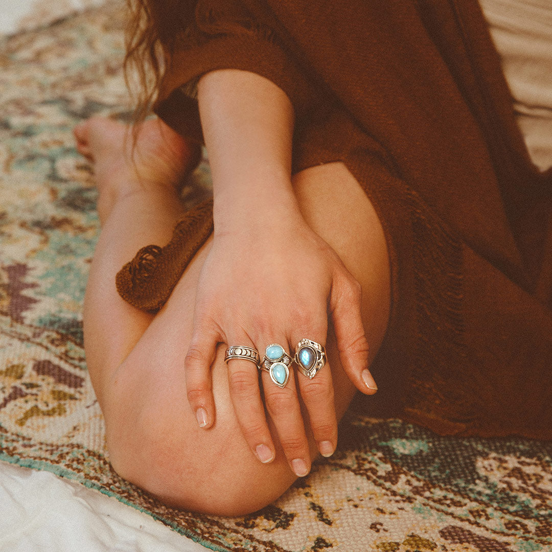 Larimar Shell Ring Sterling Silver