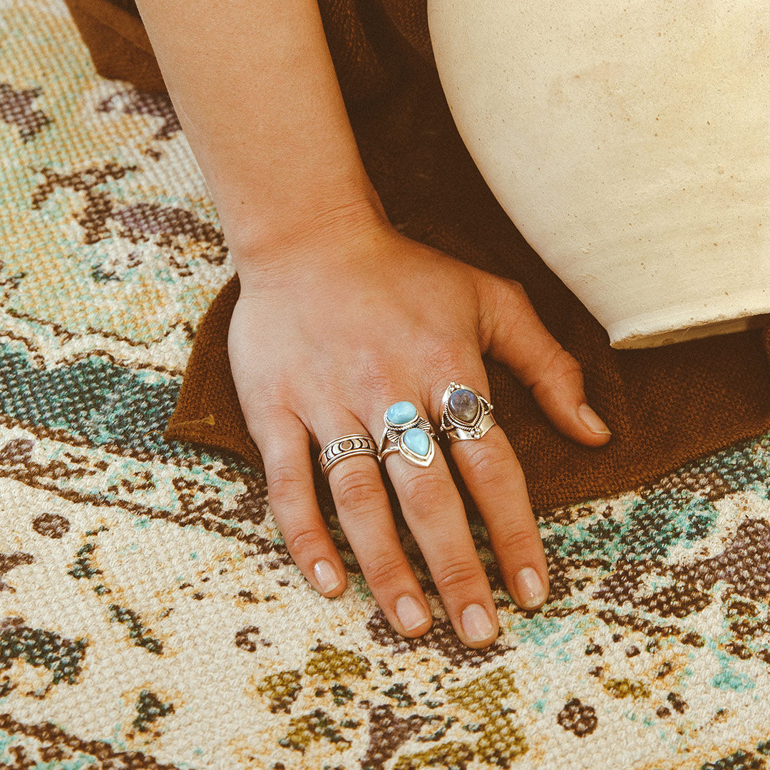 Larimar Shell Ring Sterling Silver