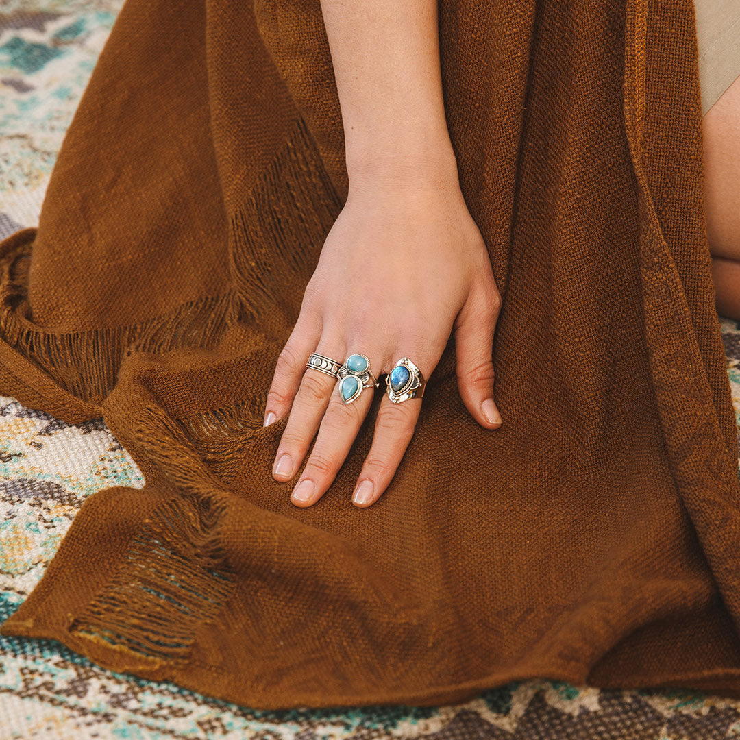 Larimar Shell Ring Sterling Silver