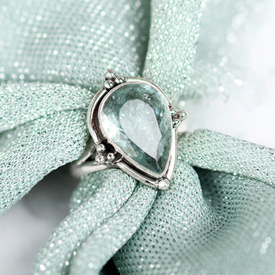 Teardrop Aquamarine Ring Sterling Silver - Boho Magic