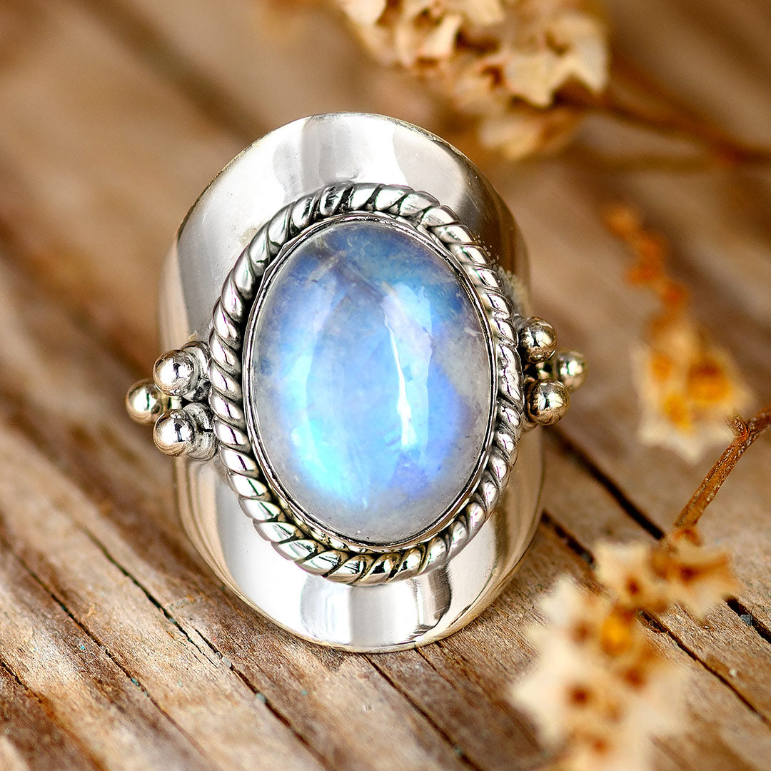 Boho Mondstein Ring Sterling Silber