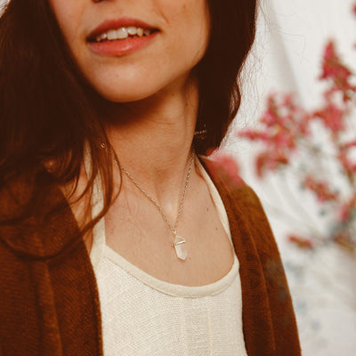 Crystal Point Moonstone Necklace Sterling Silver - Boho Magic