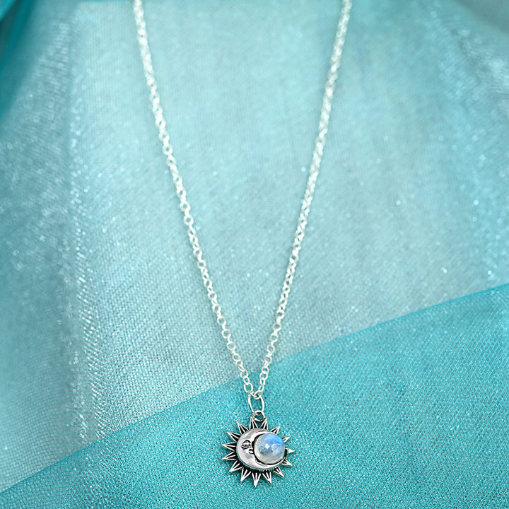 Sun and Moon Necklace with Moonstone Necklace Sterling Silver