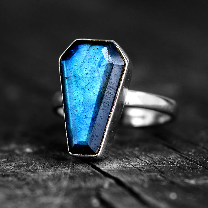 Coffin Labradorite Ring Sterling Silver