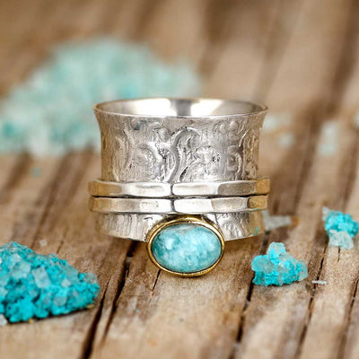 Amazonite Fidget Ring Sterling Silver - Boho Magic