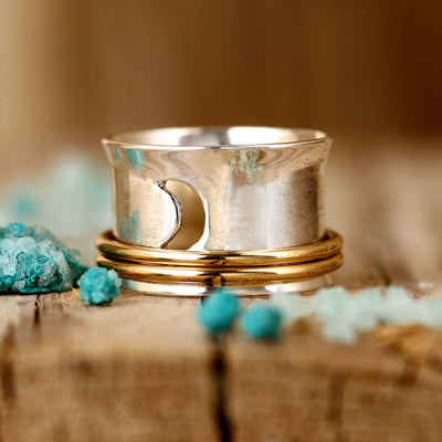 Fidget Moon Ring Sterling Silver - Boho Magic