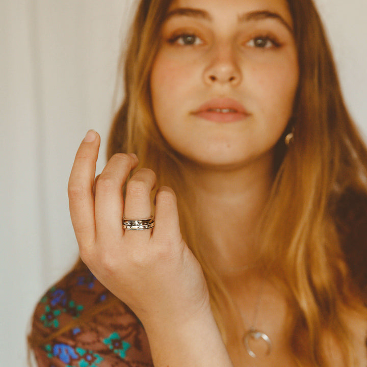 Mountains and Birds Fidget Ring Sterling Silver