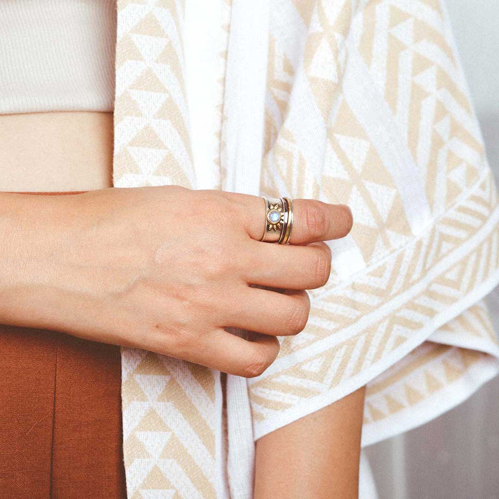 Sun Moonstone Fidget Ring Sterling Silver