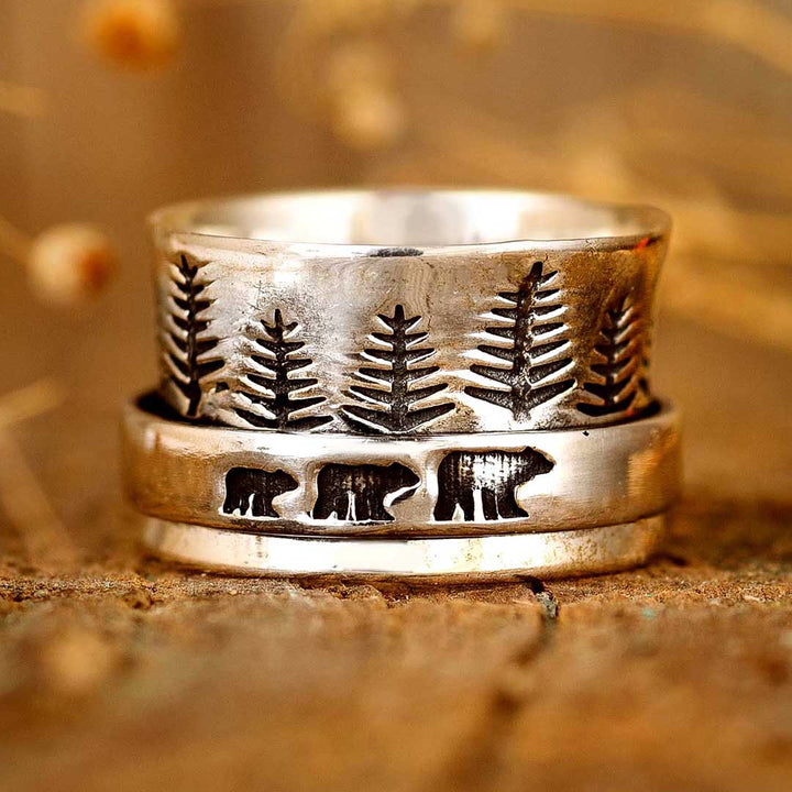 Forest Mama Bear Fidget Ring Sterling Silver