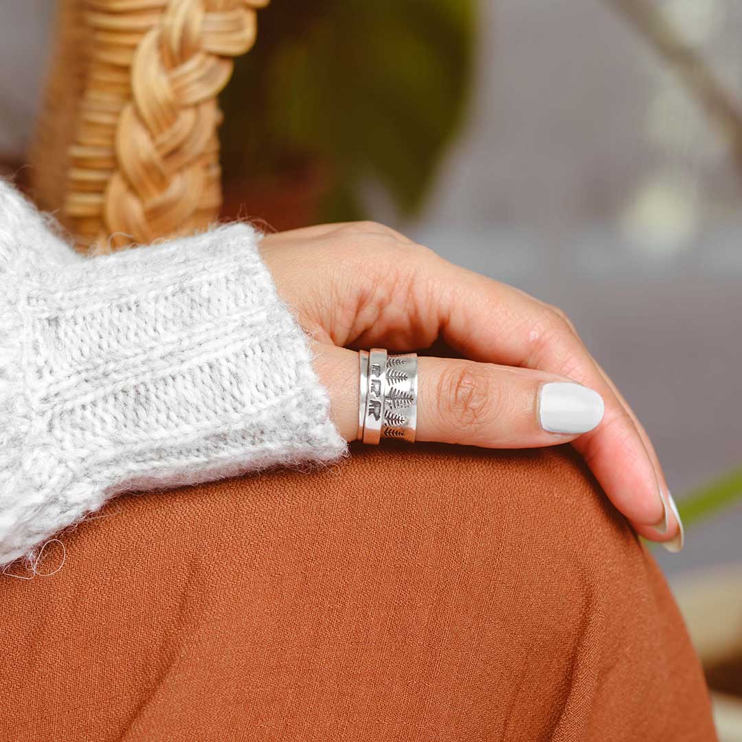 Forest Mama Bear Fidget Ring Sterling Silver