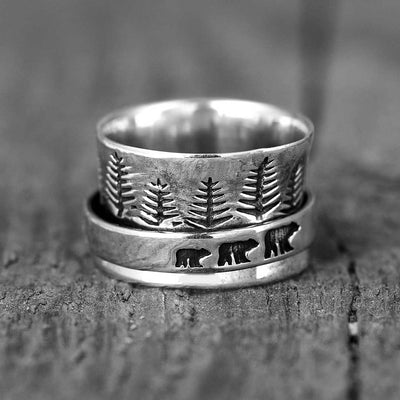 Forest Mama Bear Fidget Ring Sterling Silver - Boho Magic