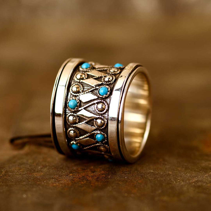 Boho Türkis Fidget Ring Sterling Silber