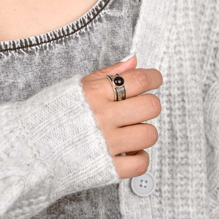 Black Onyx Fidget Ring Sterling Silver