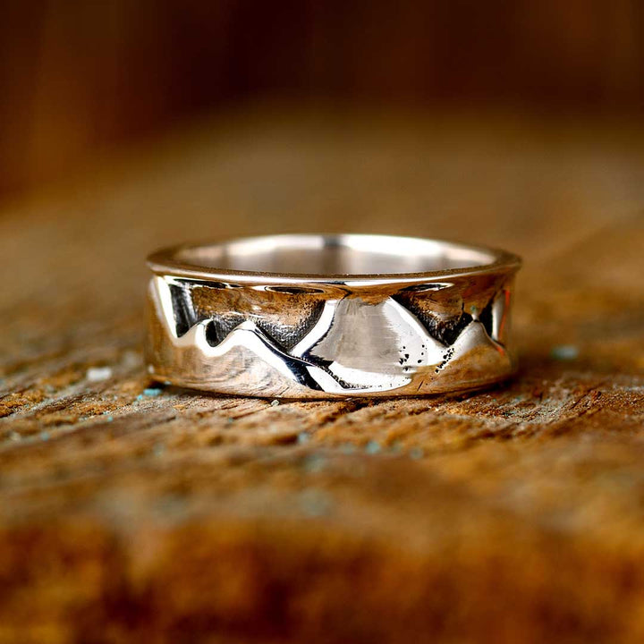 Mountain Ring for Men Sterling Silver