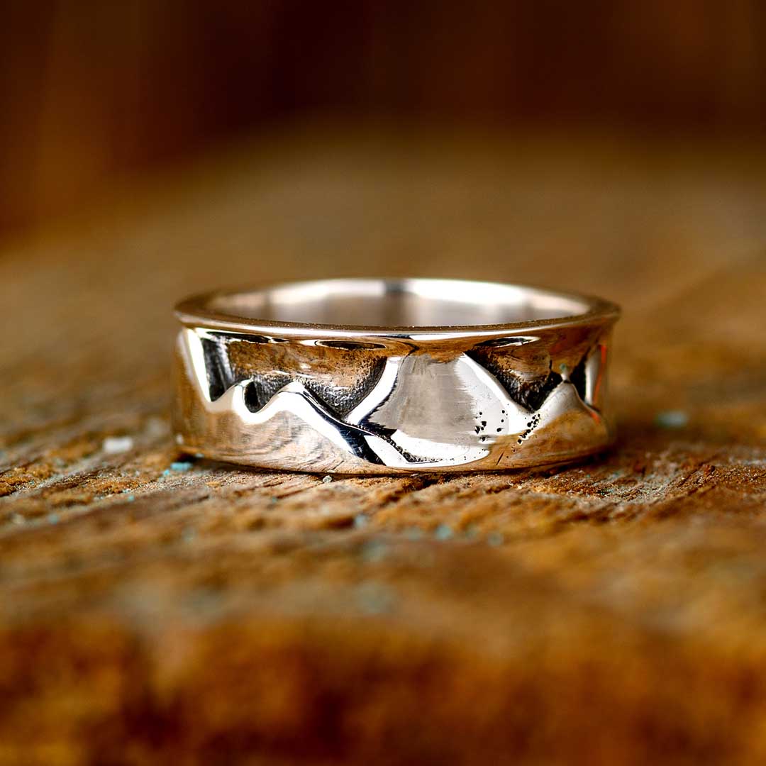 Mountain Ring for Men Sterling Silver