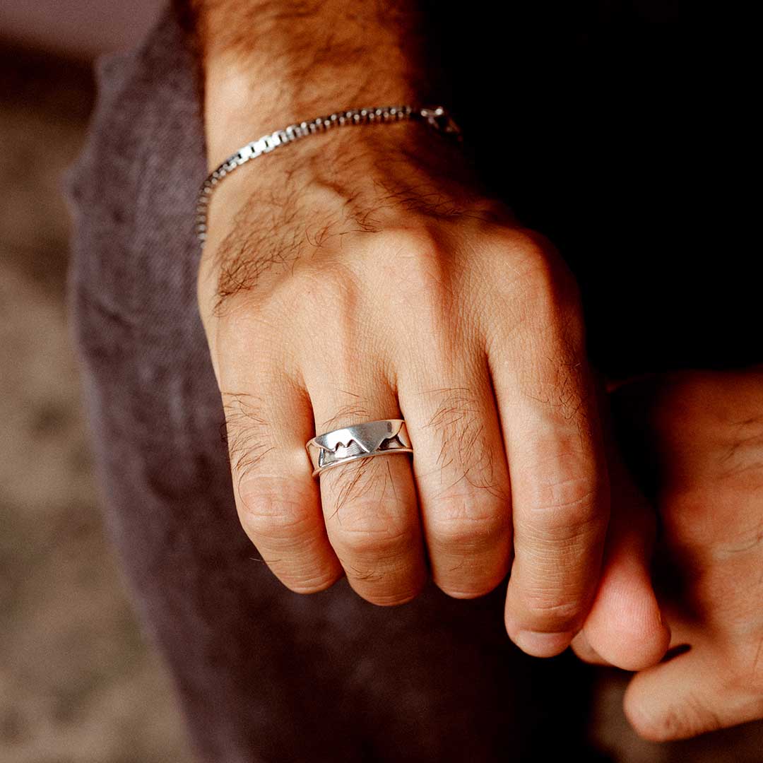 Mountain Ring for Men Sterling Silver