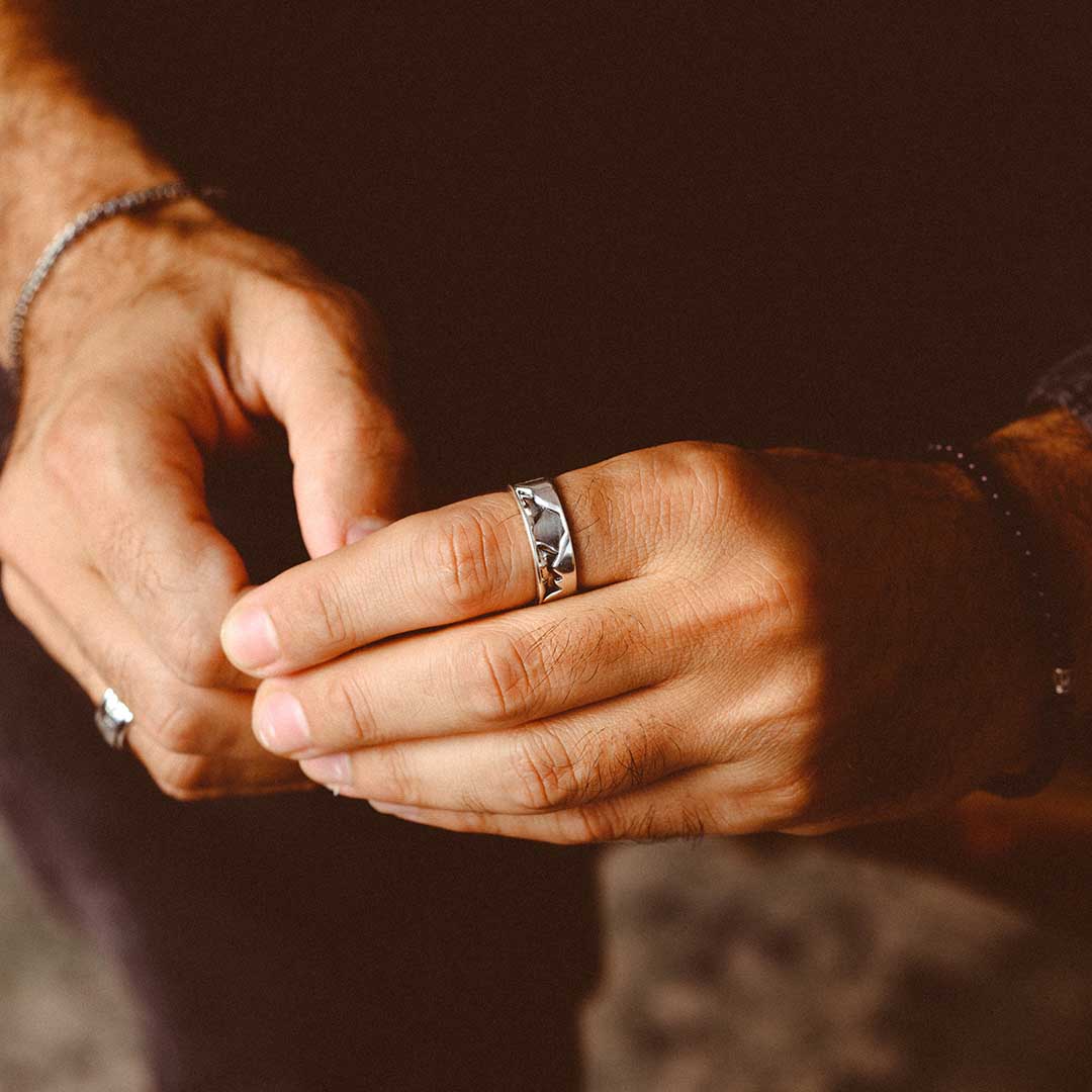 Mountain Ring for Men Sterling Silver