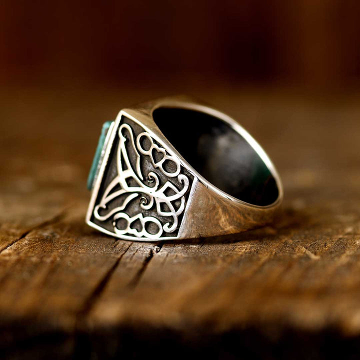 Turquoise Signet Ring for Men Sterling Silver