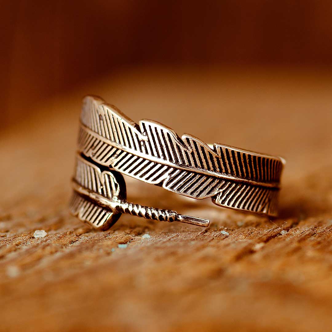 Feather Ring for Men Sterling Silver