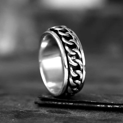 Curb Chain Men's Ring Sterling Silver - Boho Magic
