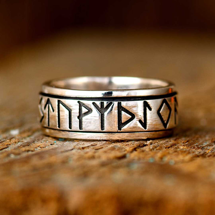 Viking Rune Fidget Men's Ring Sterling Silver