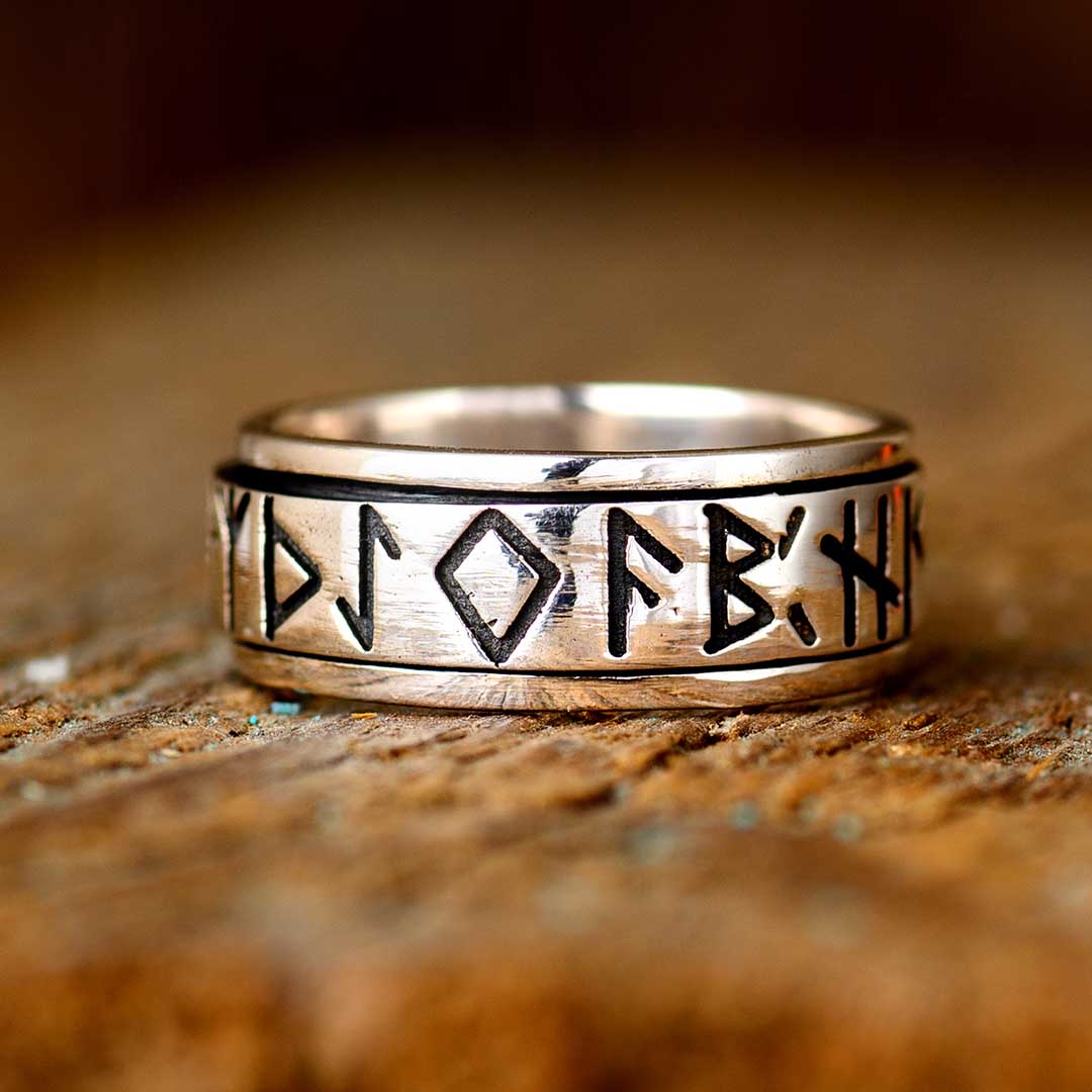 Viking Rune Fidget Men's Ring Sterling Silver