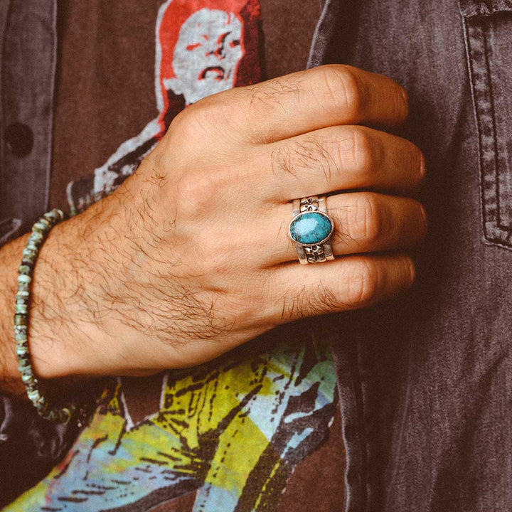 Skulls Turquoise Ring for Men Sterling Silver