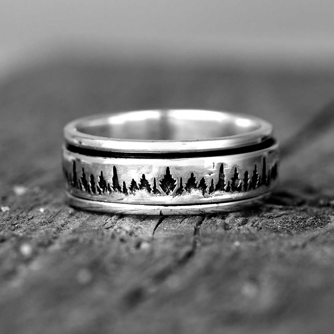 Forest Fidget Men's Ring Sterling Silver