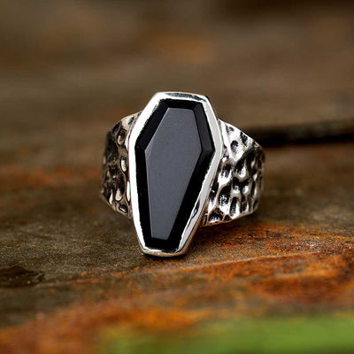 Coffin Black Onyx Ring for Men Sterling Silver - Boho Magic