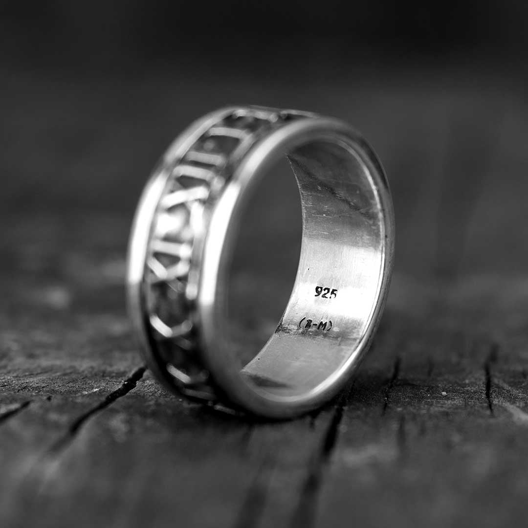 Roman Numeral Fidget Men's Ring Sterling Silver