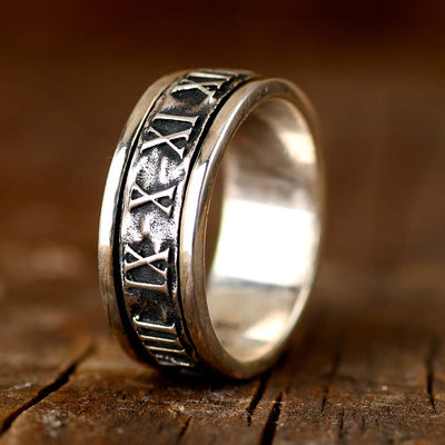 Roman Numeral Fidget Men's Ring Sterling Silver - Boho Magic