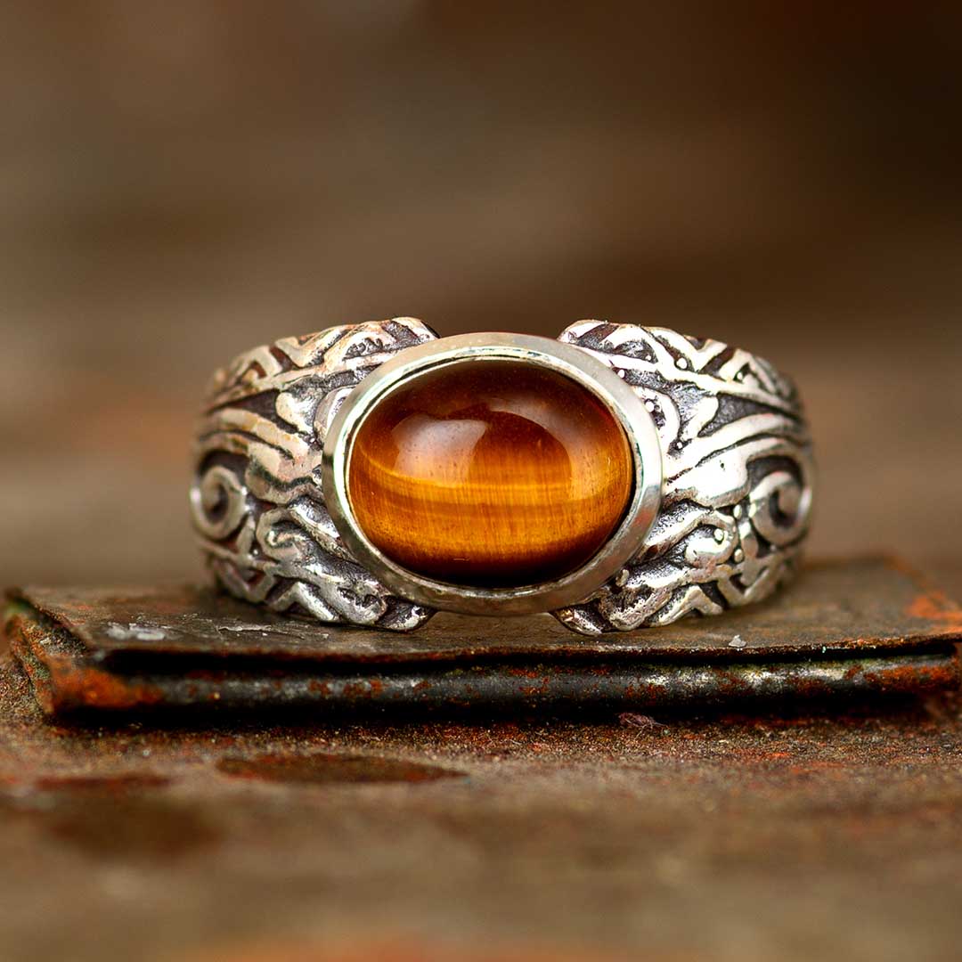 Classy Gentle Tiger's Eye Men Ring With Coat of Arms | Boutique Ottoman  Exclusive | Rings for men, Mens silver rings, Silver rings