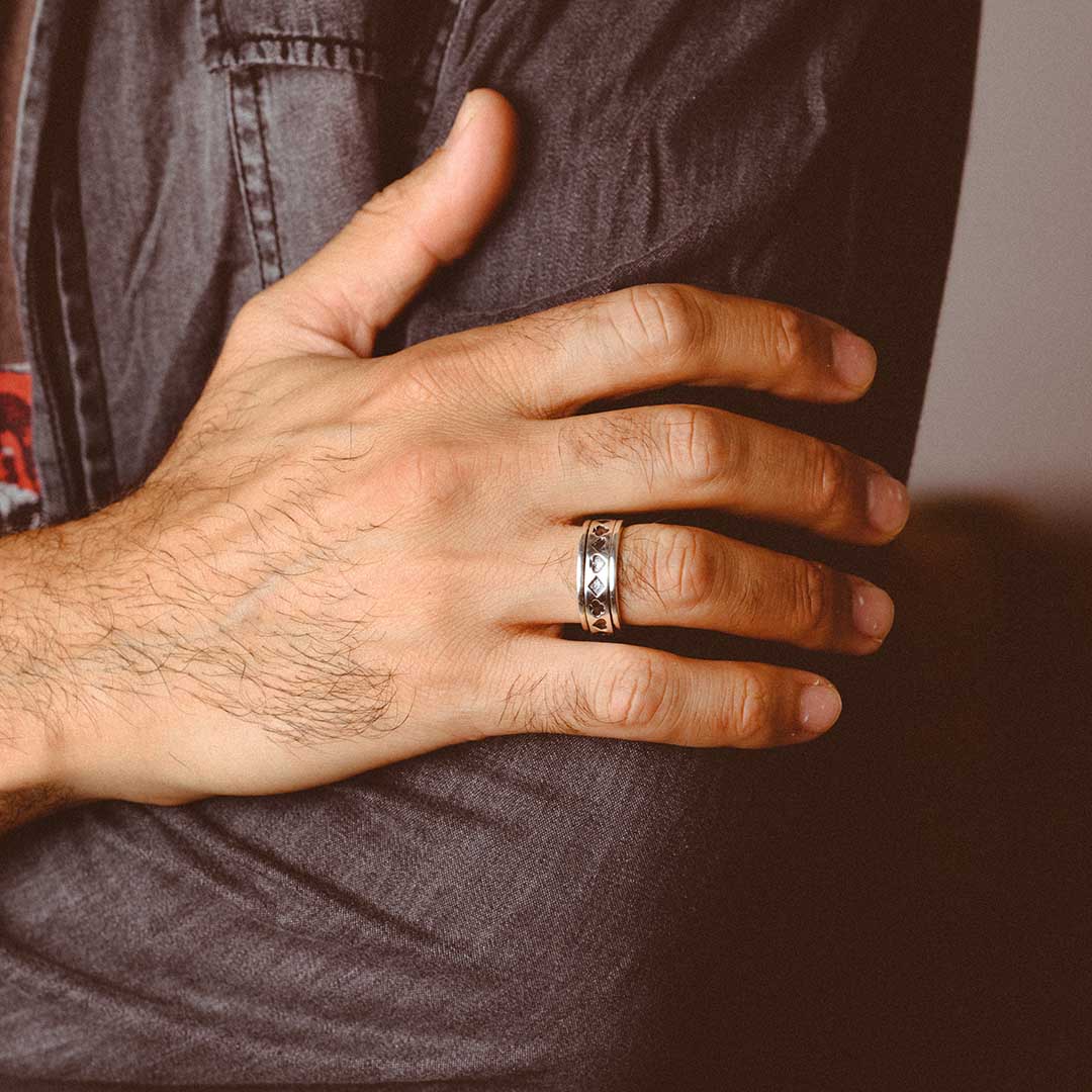 Playing Card Poker Men's Ring Sterling Silver