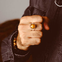 Tiger's Eye Signet Ring for Men Sterling Silver - Boho Magic