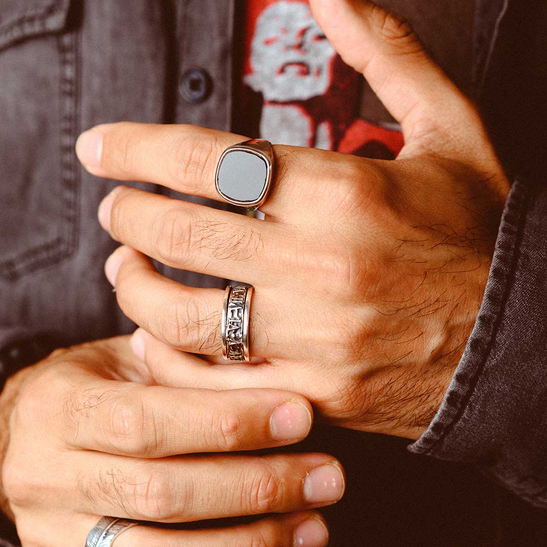 Classic Black Onyx Signet Ring for Men Sterling Silver