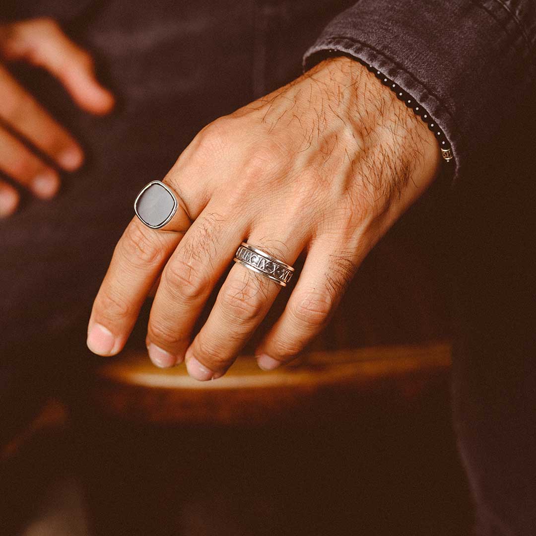 Classic Black Onyx Signet Ring for Men Sterling Silver