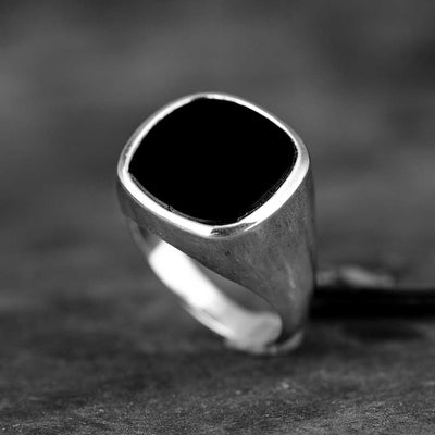 Classic Black Onyx Signet Ring for Men Sterling Silver - Boho Magic