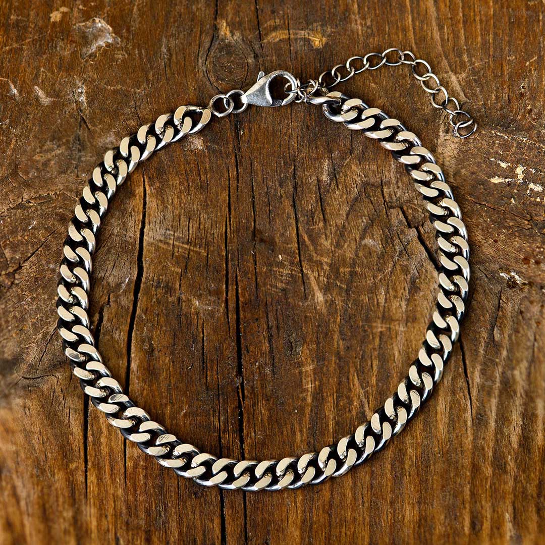 Men's Curb Chain Bracelet Sterling Silver