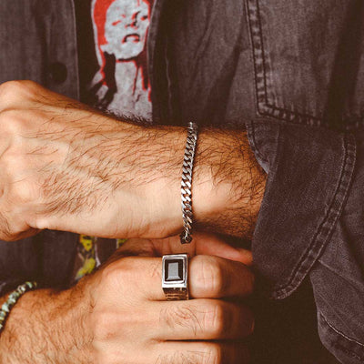 Men's Curb Chain Bracelet Sterling Silver - Boho Magic