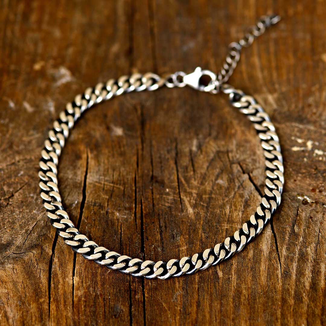 Men's Curb Chain Bracelet Sterling Silver