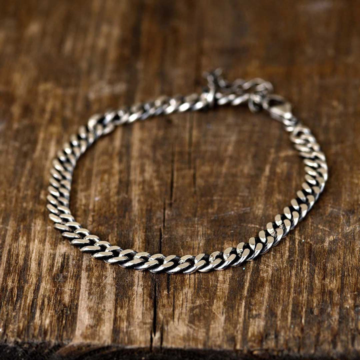 Men's Curb Chain Bracelet Sterling Silver